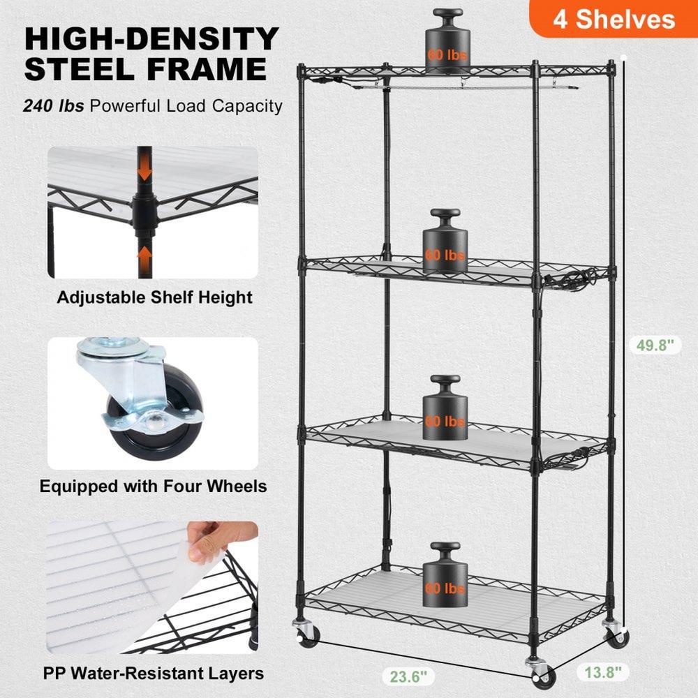 Plant Stand with Grow Light, 4-Tier Plant Shelf with 45W Full Spectrum Grow Light, 3 Mode Plant Light with Timer and Wheel for Seed Starting, Metal Grow Light Shelf for Indoor Plants