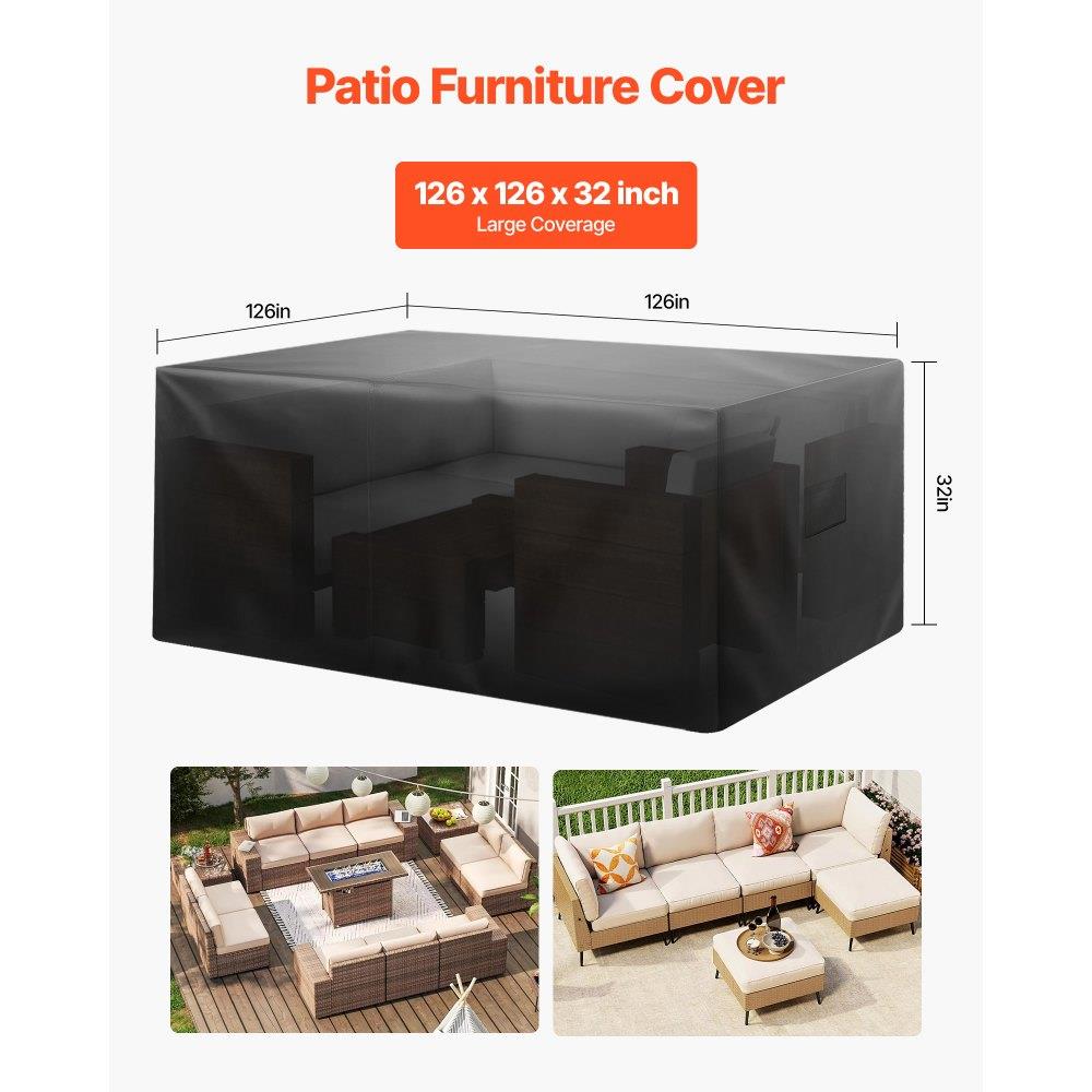 Patio Outdoor Furniture Cover 420D Waterproof Table Chairs Sofa 126"x126"