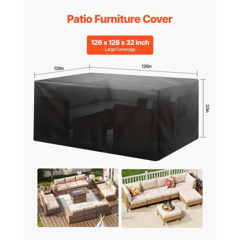 Patio Outdoor Furniture Cover 420D Waterproof Table Chairs Sofa 126"x126"