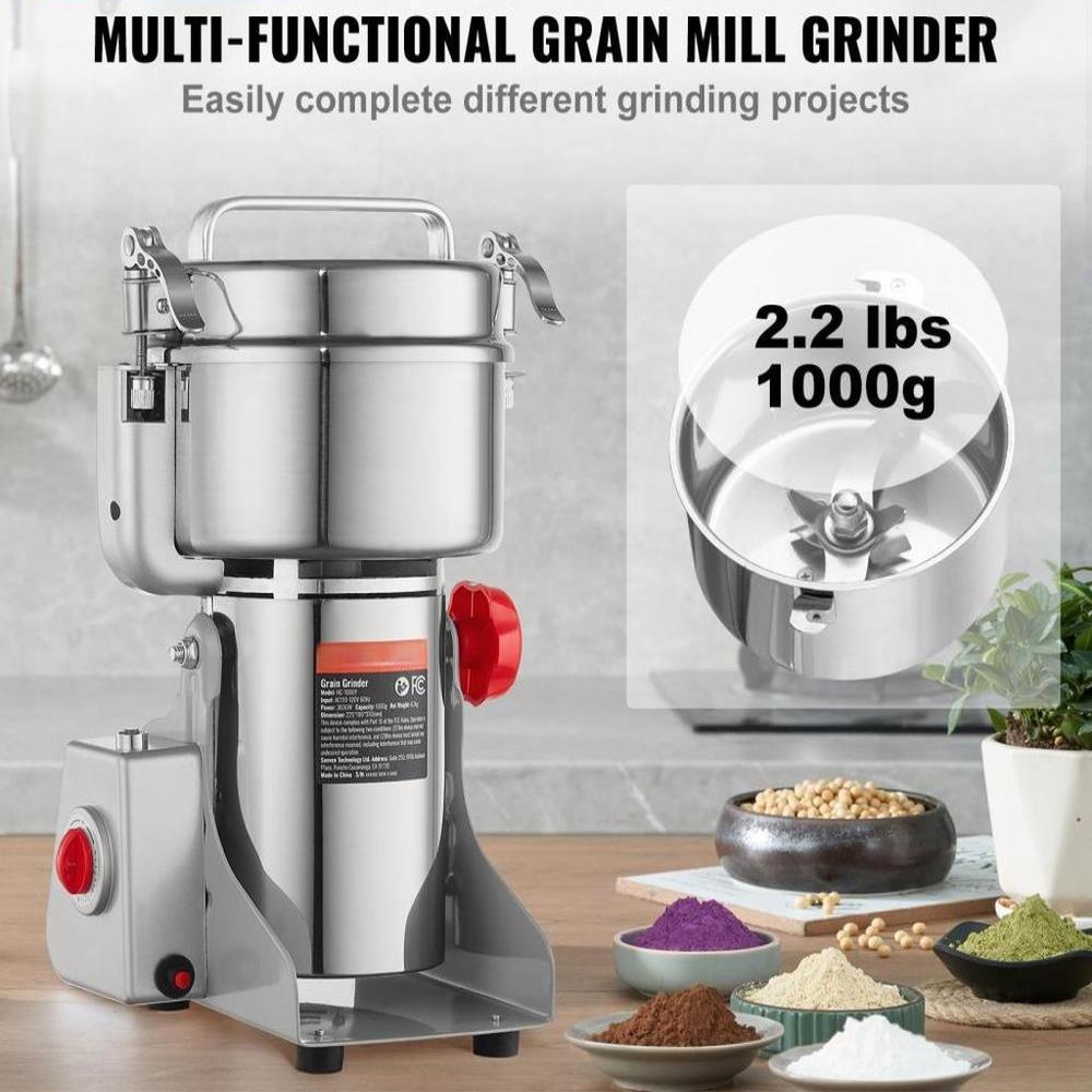 1000g Commercial Electric Spice and Grain Grinder High Speed