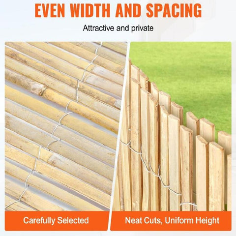 Natural Bamboo Slat Screening Privacy Bamboo Slat Fence 6 ft H x 16 ft L