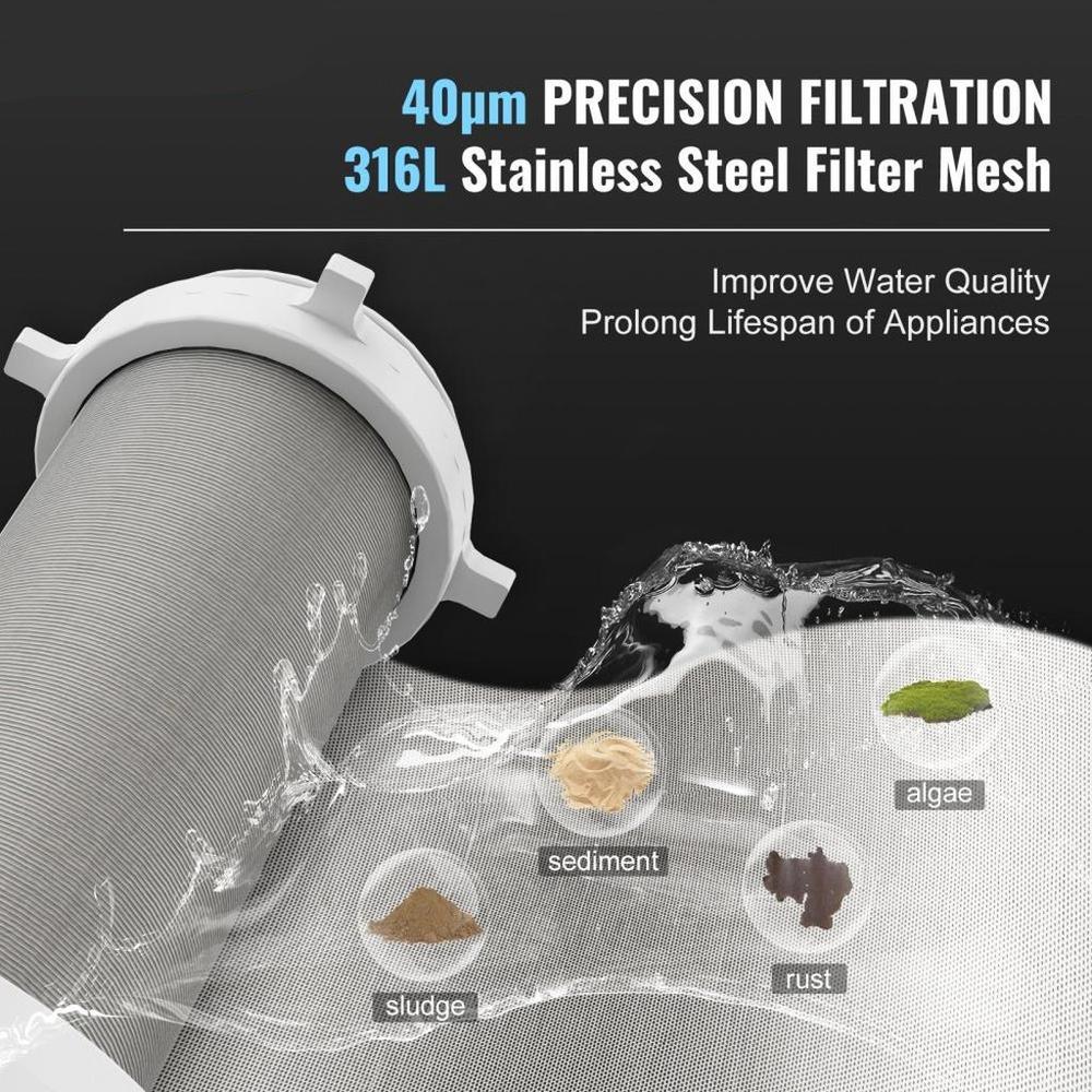 Spin Down Filter, 40 Micron Whole House Sediment Filter for Well Water, 3/4" MNPT, 4 T/H High Flow Rate, for Whole House Water Filtration Systems, Well Water Sediment Filter