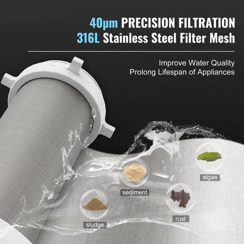 Spin Down Filter, 40 Micron Whole House Sediment Filter for Well Water, 3/4" MNPT, 4 T/H High Flow Rate, for Whole House Water Filtration Systems, Well Water Sediment Filter