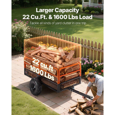 Dump Trailer 1600 lbs 22 Cu. Ft Tow Behind Steel Garden Yard Trailer Cart