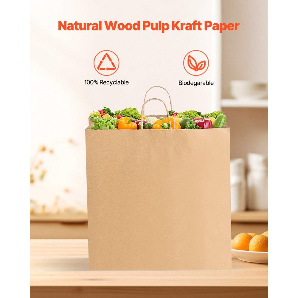 Kraft Paper Bag with Handles 100Pcs 18x7x19 in Party Shopping Retail Bag Black