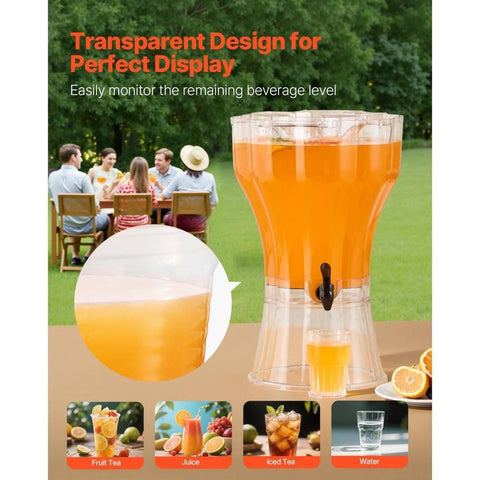Beverage Dispenser, 3.4 Gallon Drink Dispenser for Parties, Plastic Juice Dispensers with No-Drip Spigot, Iced Tea Lemonade Juice Water Dispensers, for Restaurants, Hotels, Parties
