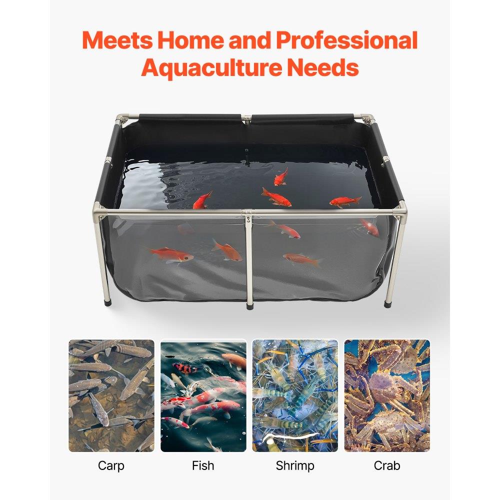 Canvas Fish Pond Above Ground Koi Tank 126.8 Gal with Clear Viewing Panel