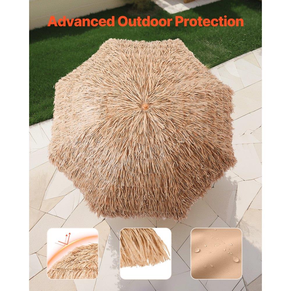 Tiki Umbrella Thatched Patio Umbrella 8 ft Poolside Patio Beach Umbrella