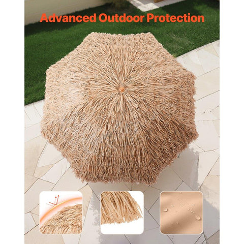 Tiki Umbrella Thatched Patio Umbrella 8 ft Poolside Patio Beach Umbrella