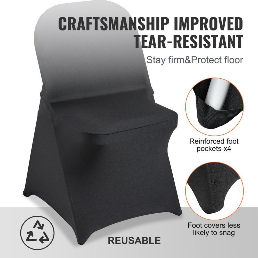 Stretch Spandex Folding Chair Covers, Universal Fitted Chair Cover, Removable Washable Protective Slipcovers, for Wedding, Holiday, Banquet, Party, Celebration, Dining (30PCS Black)
