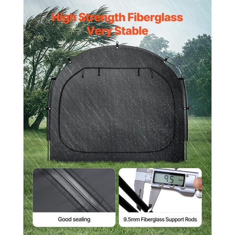 Bike Storage Tent, 1 to 2 Bikes, Outdoor Spacious Bike Storage Tent with Ventilated Window, Waterproof Easy-to-Install Bike Tent with High Strength Fiberglass & Dual Zippers, Fit for Bicycle