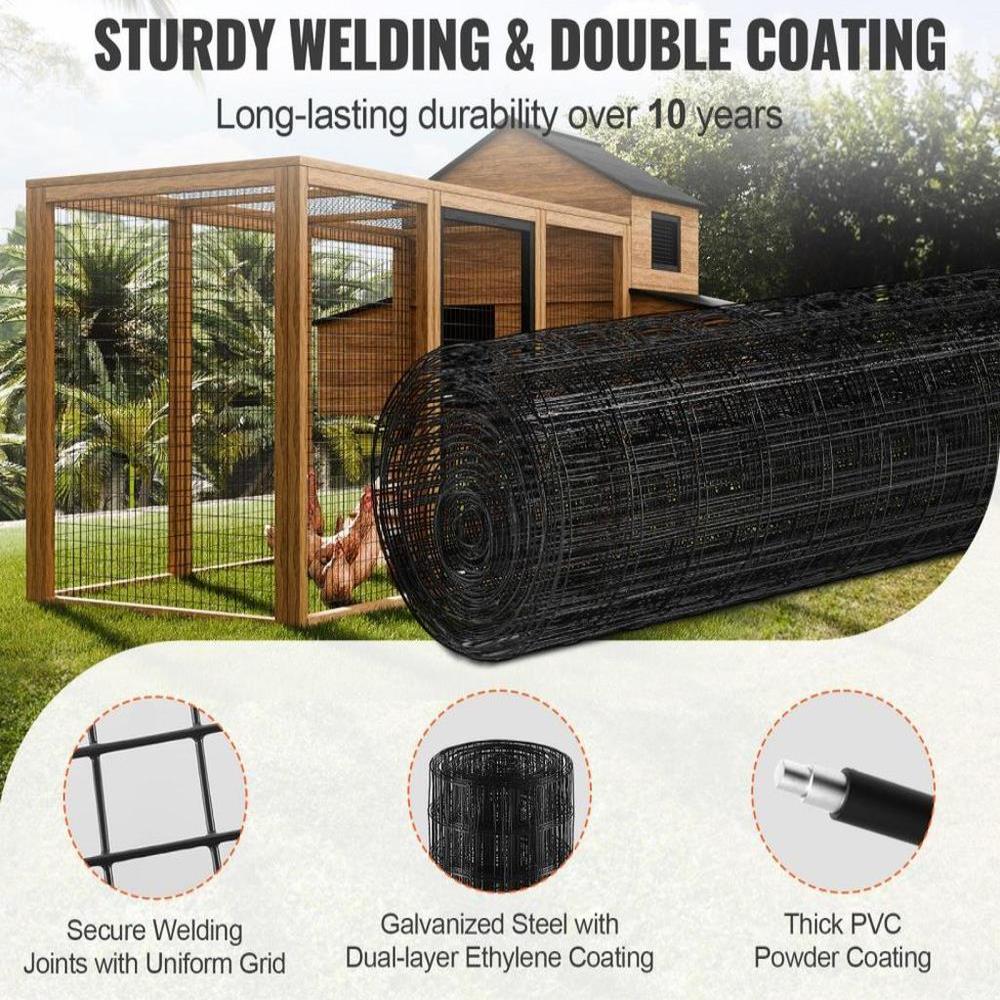 Hardware Cloth, 36'' x 50' Galvanized Wire Mesh Roll, 16 Gauge Chicken Wire Fence Roll, Vinyl Coating Metal Wire Mesh for Chicken Coop Barrier, Rabbit Snake Fences, Poultry Enclosures