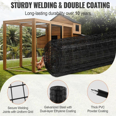 Hardware Cloth, 36'' x 50' Galvanized Wire Mesh Roll, 16 Gauge Chicken Wire Fence Roll, Vinyl Coating Metal Wire Mesh for Chicken Coop Barrier, Rabbit Snake Fences, Poultry Enclosures