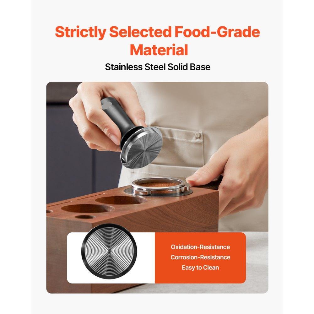 Espresso Tamper 53mm, Spring Loaded Coffee Tamper, 30 lbs Tamper Tool Espresso, Stainless Tamper with Non-Slip Grip