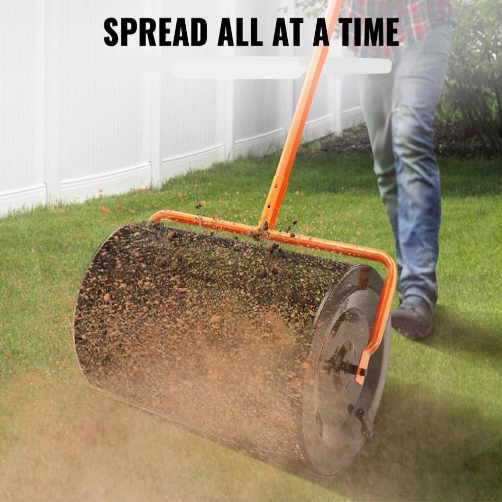 Compost Spreader Peat Moss Spreader 24 inch Wide 24.4-26.4" Height Adjustable Lawn & Garden Spreaders Compost, Top Soil, Mulch - Durable Lightweight Multi-Purpose Yard Care Equipment