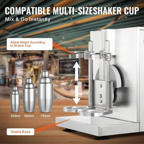 Milkshake Maker Machine, 120W Commercial Milk Tea Shaker Machine, Double Head Milk Shake Mixer Machine, 0-180s Adjustable Milkshake Blender, with 750 ml Stainless Steel Cup, for Milk Tea Store