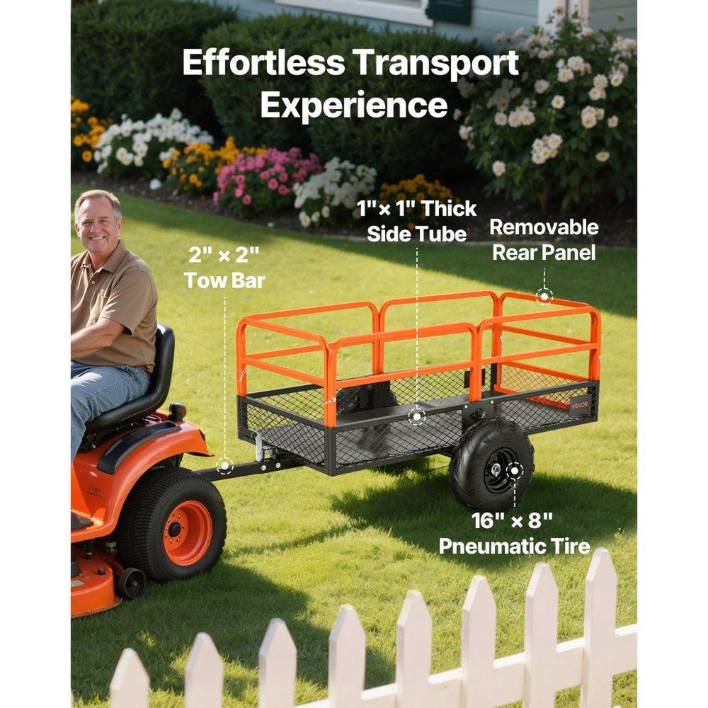 Dump Trailer 1600 lbs 22 Cu. Ft Tow Behind Steel Garden Yard Trailer Cart