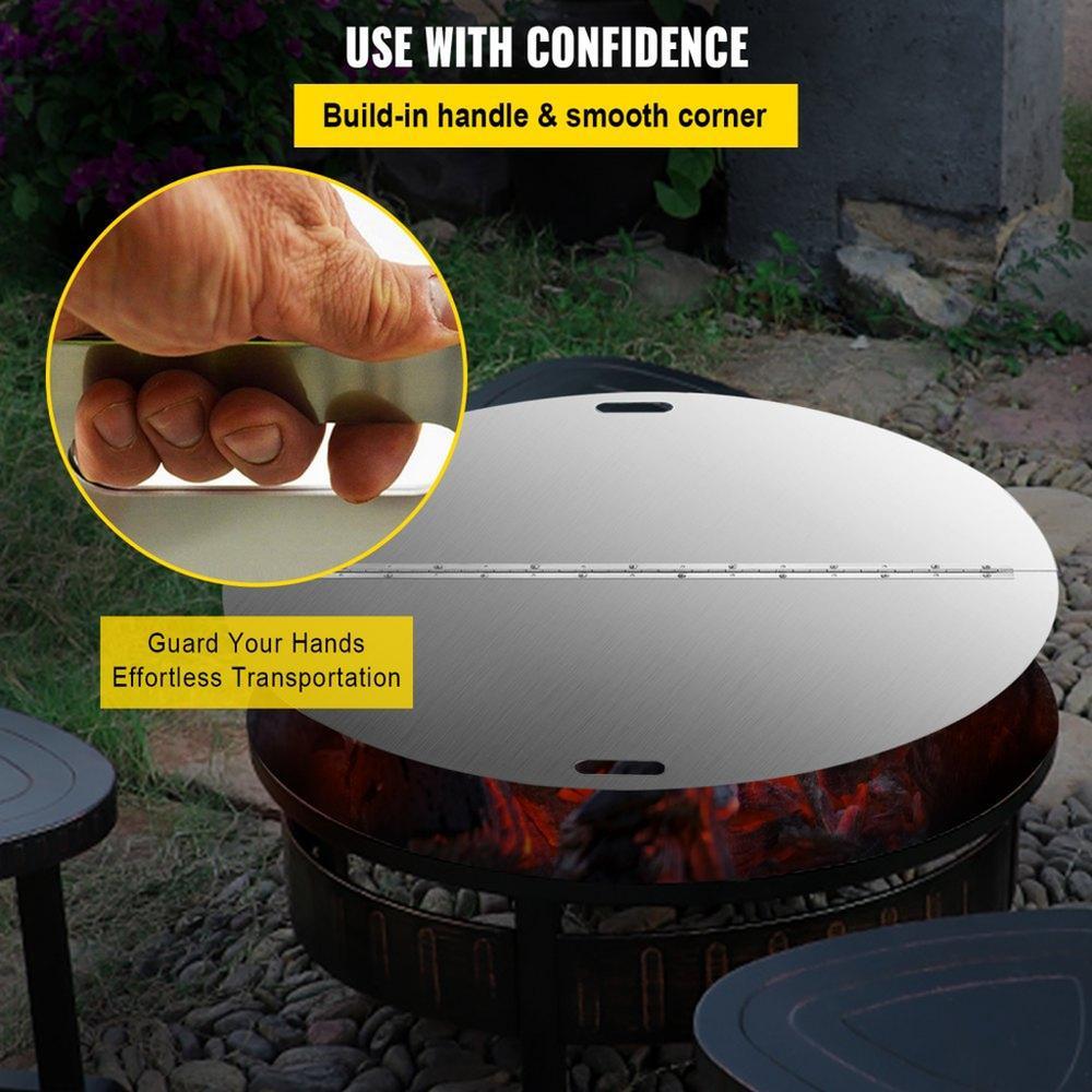40 Inch Round Fire Pit Lid Foldable Snuff Cover 430 Stainless Steel Spark Screen 3mm Thickness