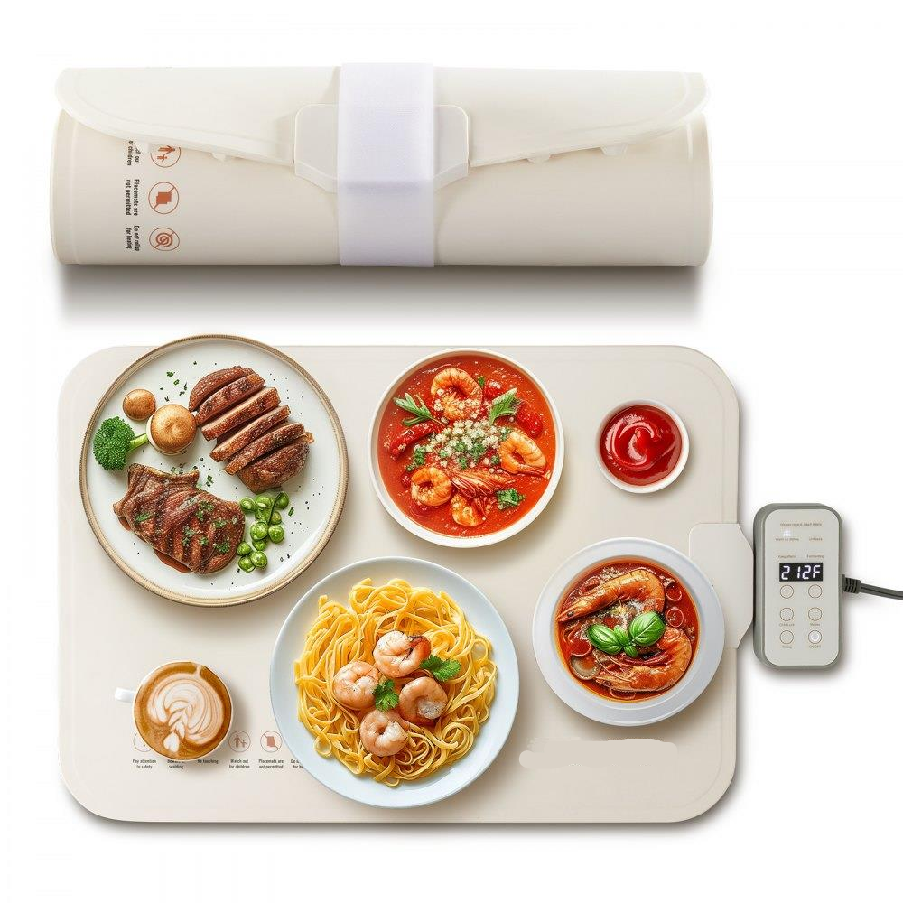 Electric Warming Tray Rollable Food Warming Mat w/ Temp Control for Buffet