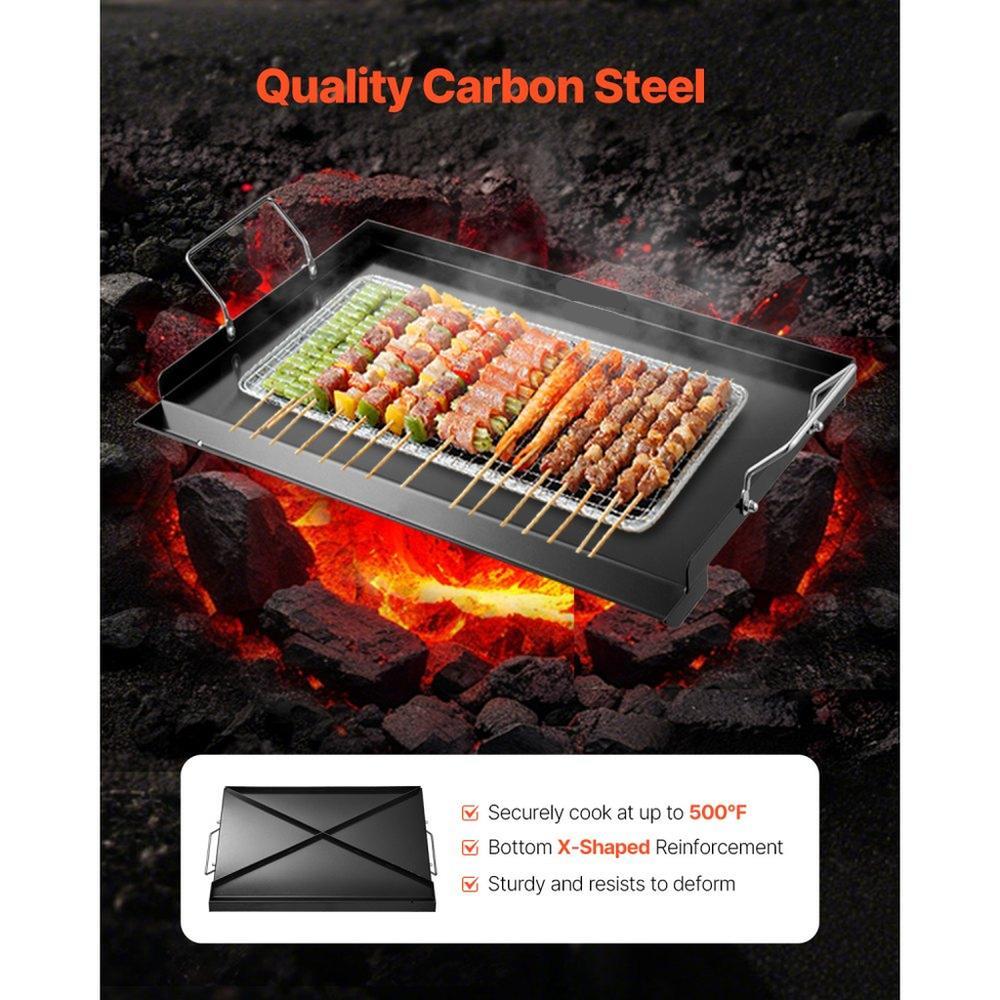 24x16 in Flat Top Griddle Carbon Steel Universal BBQ Grill Pan Cookware Outdoor Camping Cooking