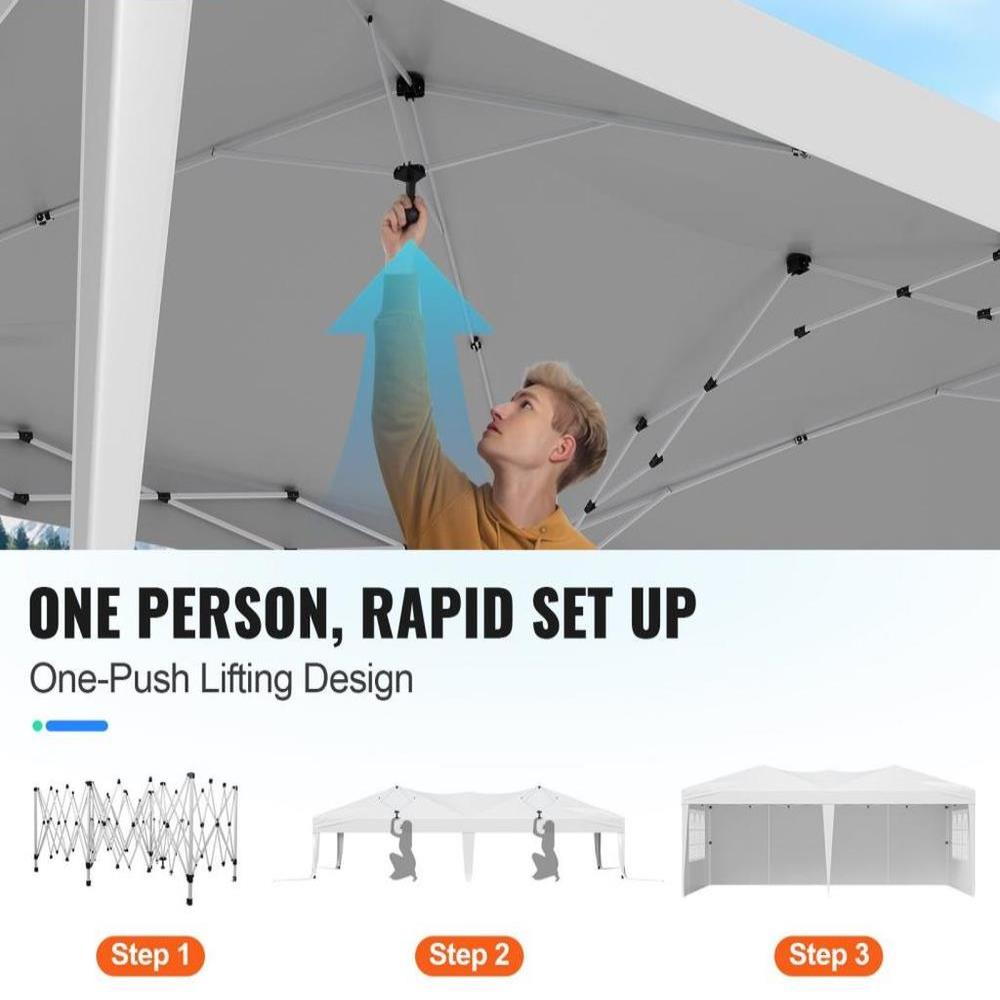 Pop Up Canopy 10 x 20 FT Pop Up Gazebo Tent with 3 Sidewalls & 2 Windows