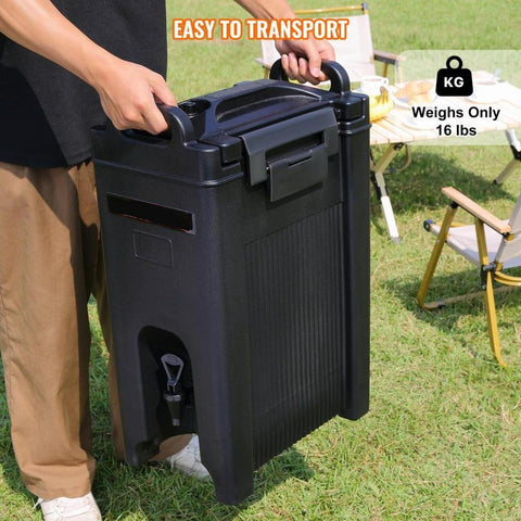 Insulated Beverage Dispenser, 5 Gallon, Food-grade LDPE Hot and Cold Beverage Server, Thermal Drink Dispenser Cooler with 0.9 in PU Layer Two-Stage Faucet Handle, for Restaurant Drink Shop