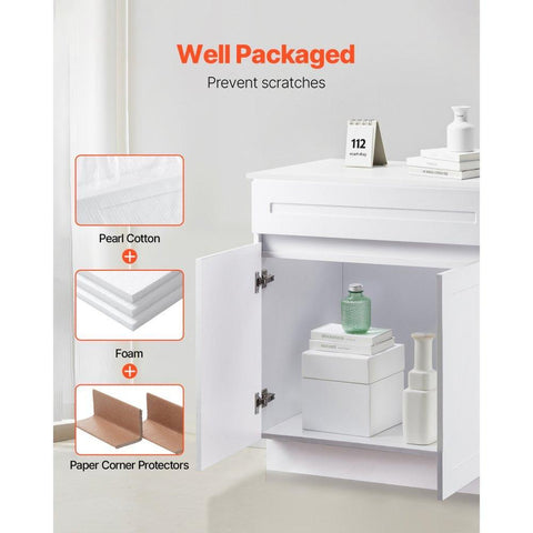 White Shaker Base Cabinet – 30" W x 24" D x 34.5" H, Ready to Assemble Kitchen Cabinet