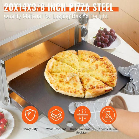Pizza Steel Plate 20 x 14 x 38 in Pre Seasoned Carbon Steel Pizza Baking Stone Heavy Duty Rustproof Pizza Pan for Oven and Grill