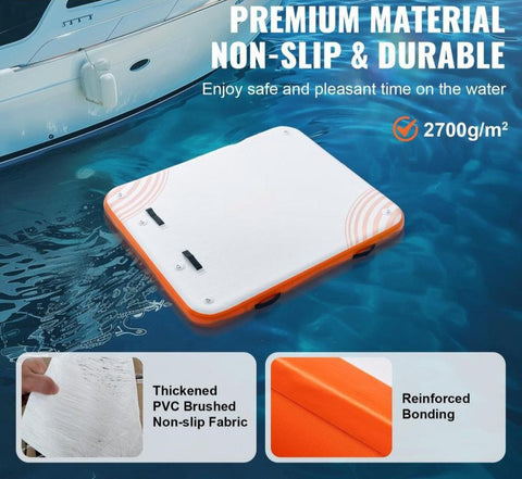 6x5FT Inflatable Dock Platform Durable Non Slip Floating Raft with Ladder and Carrying Bag for Pool Beach Ocean