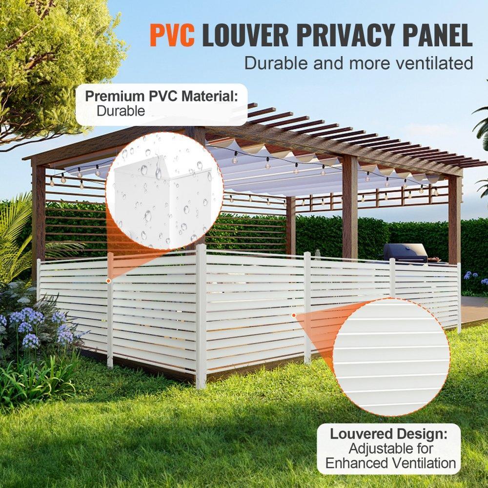 48" W x 48" H Vinyl Privacy Fence Panels, Air Conditioner Fence, Outdoor Privacy Screens for Trash Can, Pool Equipment Enclosure, Privacy Screen Kit Louvered Panels (2 Panels)