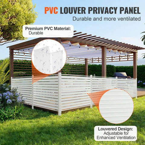 48" W x 48" H Vinyl Privacy Fence Panels, Air Conditioner Fence, Outdoor Privacy Screens for Trash Can, Pool Equipment Enclosure, Privacy Screen Kit Louvered Panels (2 Panels)