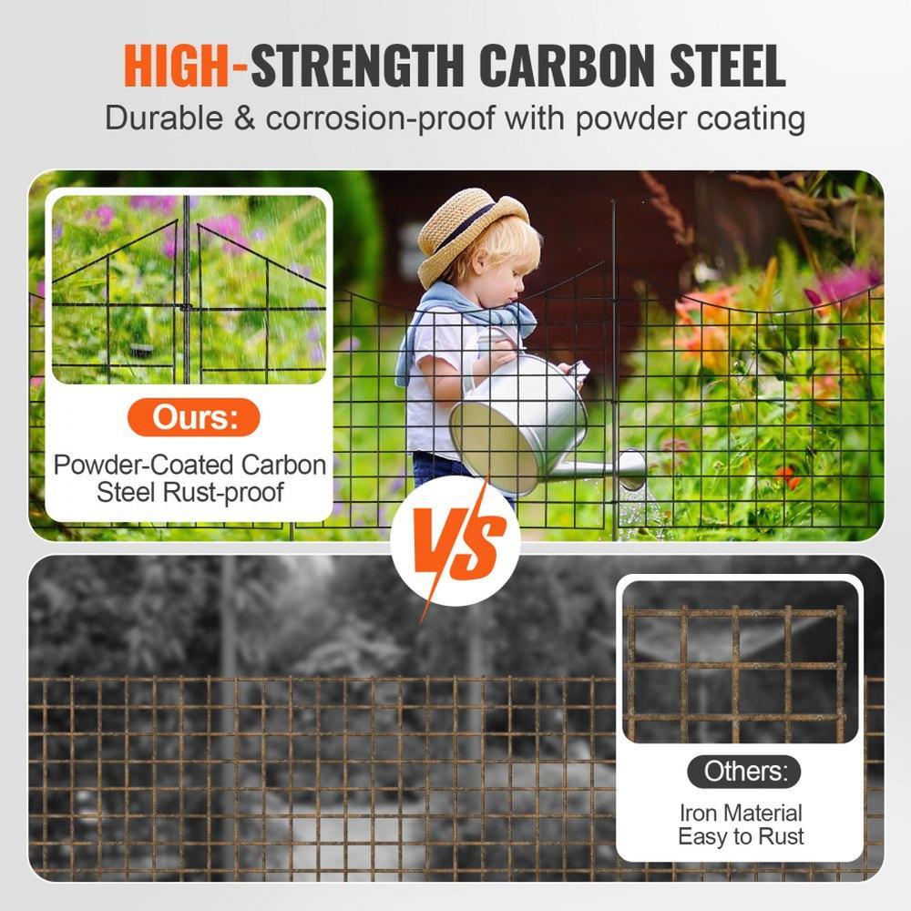 Garden Fence, 36.6in(H) x29.5in(L) Animal Barrier Fence, Underground Decorative Garden Fencing with 2.5 Inch Spike Spacing, Metal Dog Fence for the Yard and Outdoor Patio, 5 Pack