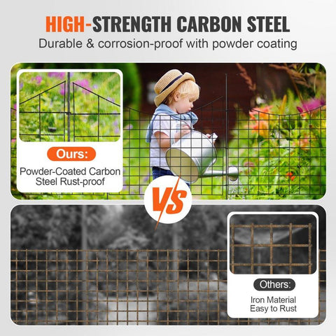 Garden Fence, 36.6in(H) x29.5in(L) Animal Barrier Fence, Underground Decorative Garden Fencing with 2.5 Inch Spike Spacing, Metal Dog Fence for the Yard and Outdoor Patio, 5 Pack