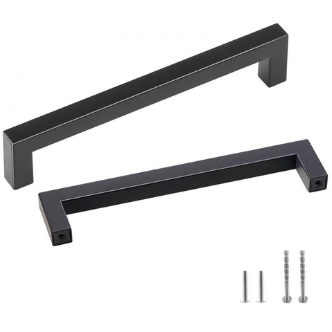 30 Pack Cabinet Pulls, 5.03in / 128mm Center to Center Slim Square Kitchen Cabinet Drawer, Stainless Steel Modern Kitchen Cupboard Door Handles for Kitchen Bathroom Bar Hardware Matte Black