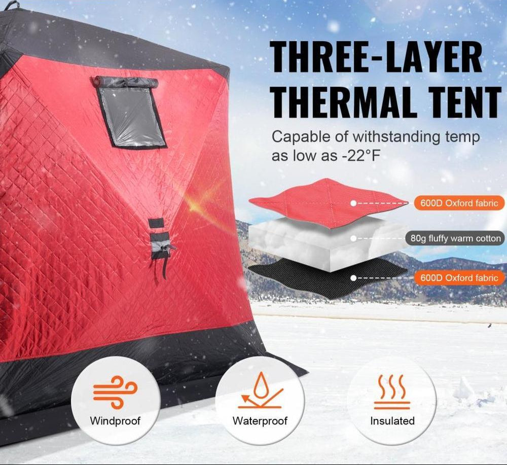6-8 Person Ourdoor Portable Ice Shelter Pop-Up Ice Fishing Shanty Tent