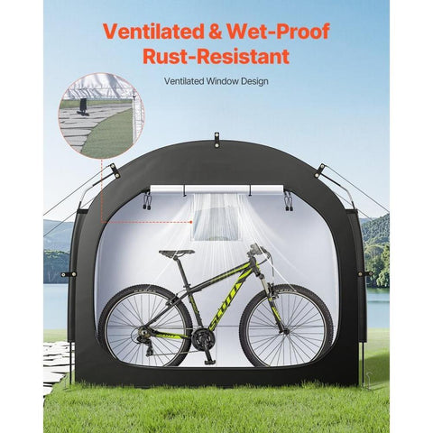 Bike Storage Tent, 1 to 2 Bikes, Outdoor Spacious Bike Storage Tent with Ventilated Window, Waterproof Easy-to-Install Bike Tent with High Strength Fiberglass & Dual Zippers, Fit for Bicycle