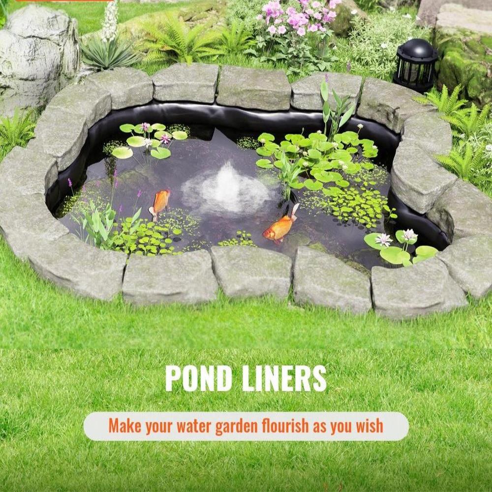 Pond Liner, 20 x 25 ft 45 Mil Thick, Pliable EPDM Material Pond Skins, Easy Cutting Underlayment for Fish or Koi Pond, Waterfall Base, Water Features, Water Gardens, Fountains, Black