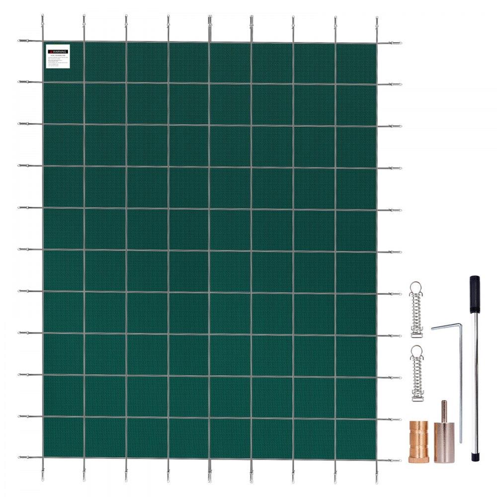 Pool Safety Cover Fits 14x26ft Rectangle Inground Safety Pool Cover Green Mesh Solid Pool Safety Cover for Swimming Pool Winter Safety Cover