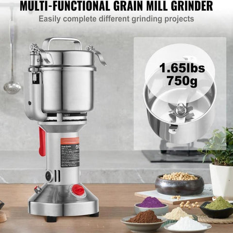 750g Commercial Spice Grinder Electric Grain Mill Grinder High Speed