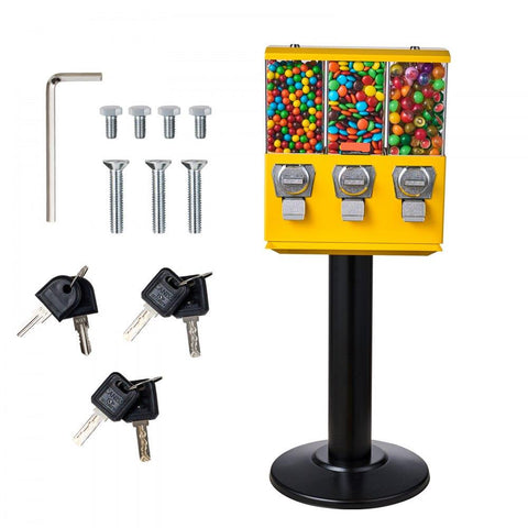 Gumball Machine Vending Coin Bank Vintage Candy Dispenser Stand Yellow