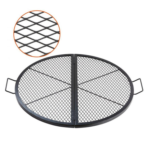 X-Marks Fire Pit Grill Grate, Foldable Round Cooking Grate, Heavy Duty Steel Campfire BBQ Grill Grid with Handle and Support X Wire, Portable Camping Cookware for Outside Party, 36 Inch Black