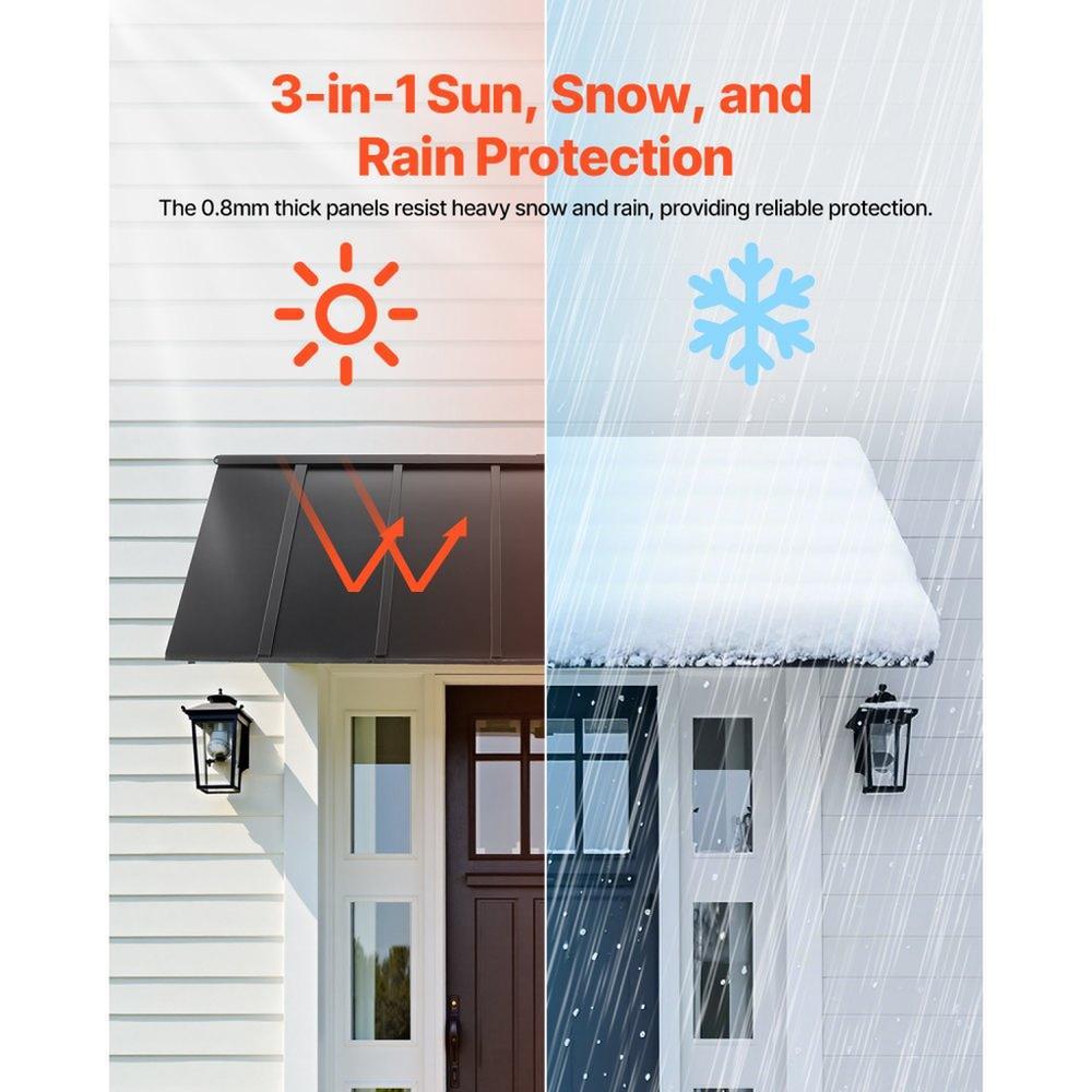 Window Awning Door Canopy 80x36 inch Outdoor Steel Front Door Awning Anti Rust