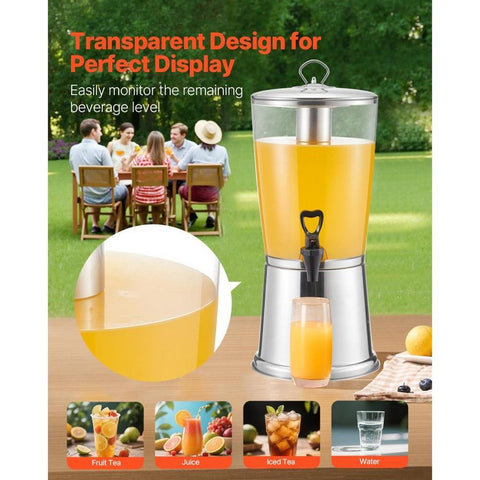 Drink Dispenser 2.1 Gal Beverage Dispenser for Parties with Spigot Ice Chamber
