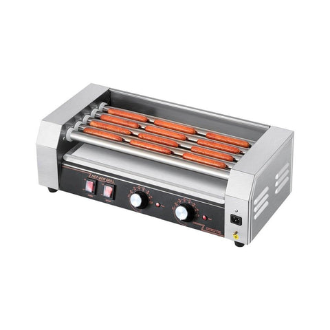Hot Dog Roller, 12 Hot Dog 5 Rollers, Stainless Steel Sausage Grill Cooker, 750W Hot Dog Machine with Dual Temp Control, Removable Oil Drip Tray, for Party Home Commercial