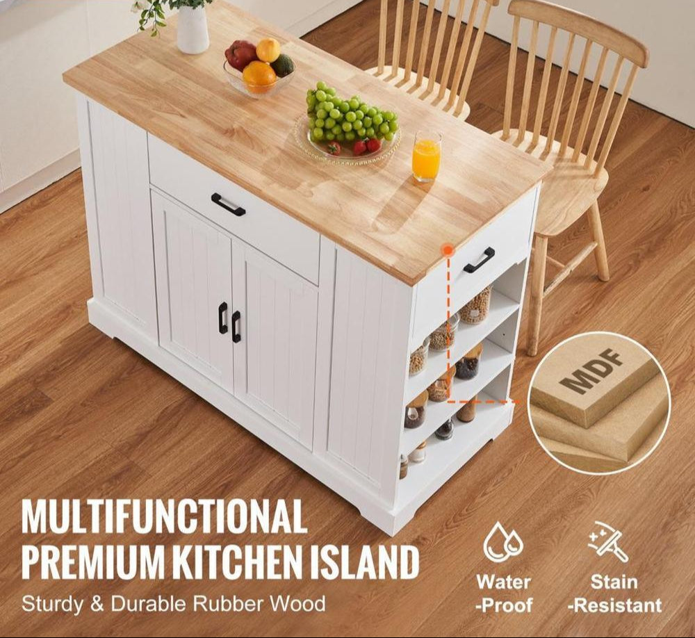 Kitchen Island Cart Storage Cabinet Serving Cart with Drawer & Shelves