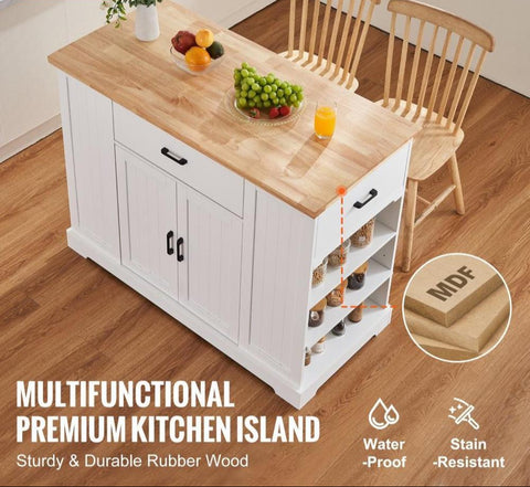 Kitchen Island Cart Storage Cabinet Serving Cart with Drawer & Shelves