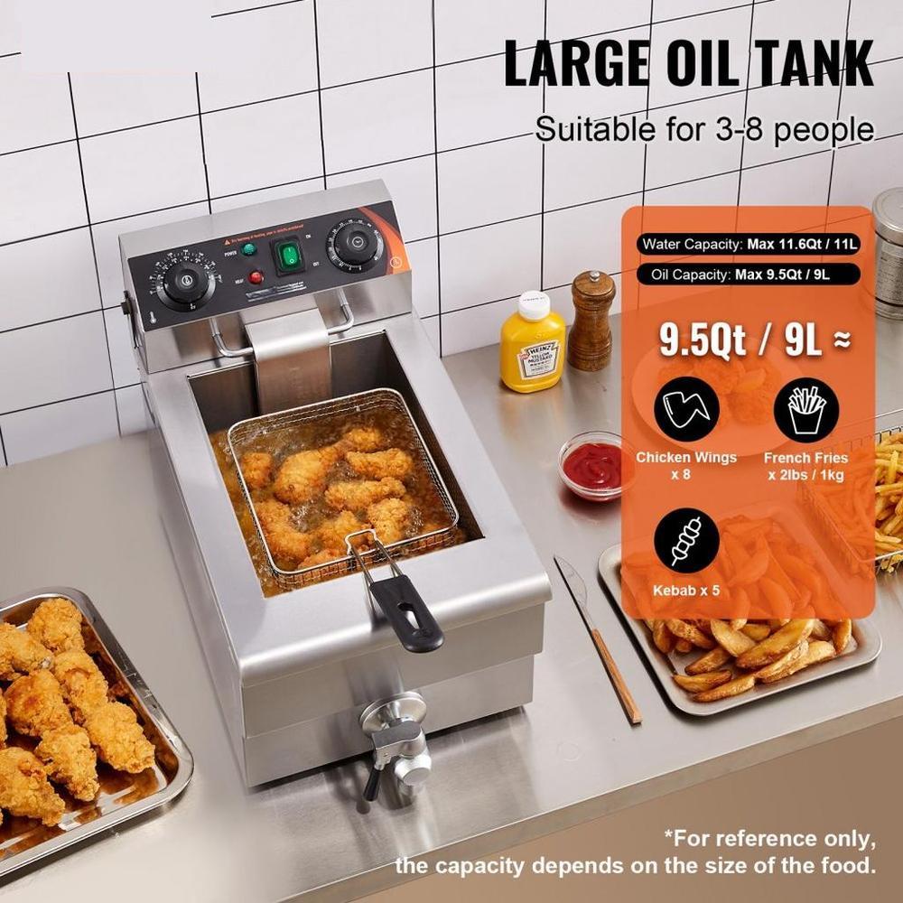 Commercial Electric Deep Fryer Countertop Deep Fryer 1500W 11.6Qt / 11L