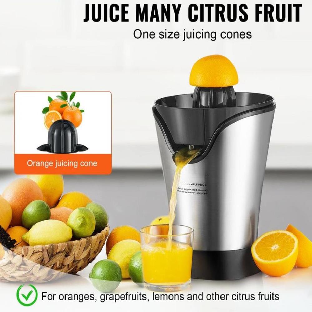 Electric Citrus Juicer, Orange Juice Squeezer With One Juicing Cone, 100W Stainless Steel Filter Orange Juice Maker, Easy To Clean For Oranges, Grapefruits, Lemons And Other Citrus Fruits