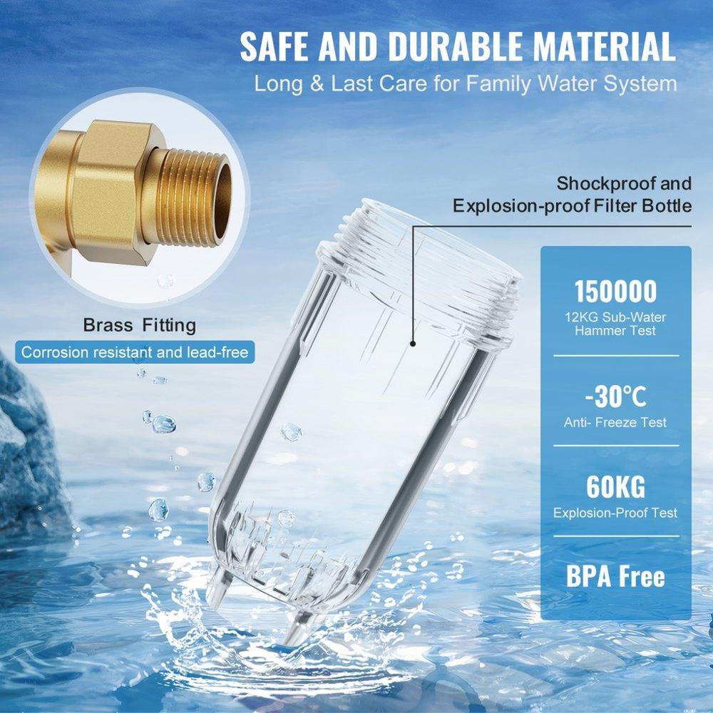 Spin Down Filter, 40 Micron Whole House Sediment Filter for Well Water, 3/4" MNPT, 4 T/H High Flow Rate, for Whole House Water Filtration Systems, Well Water Sediment Filter