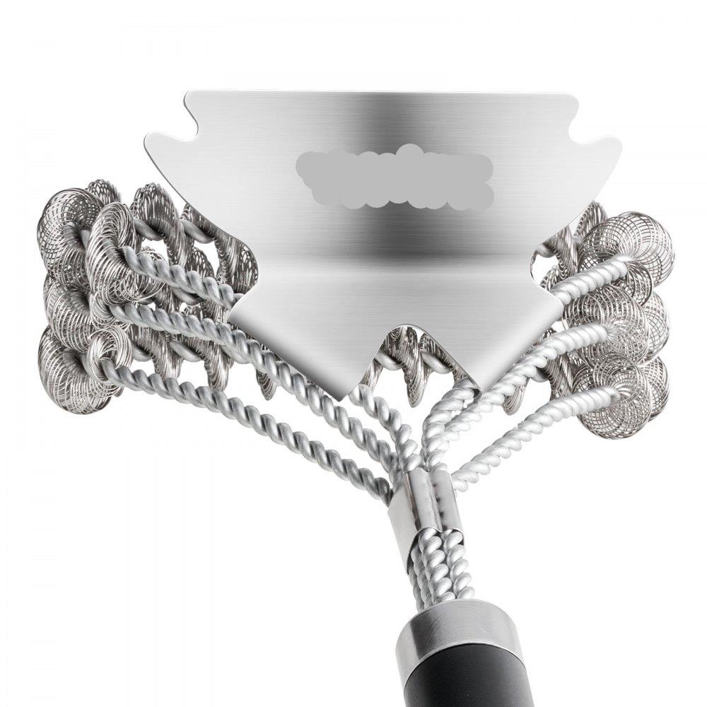  Grill Brush and Scraper, BBQ Brush for Outdoor Grills, Stainless Steel Woven Wire, Bristle Free Barbecue Brushes for Porcelain, Charcoal, Grate Cleaner Grill Accessories, 17 in